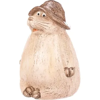 Zahradní dekorace Béžový Krtek s kloboukem - odolná zahradní dekorace z magnesia Barva: Hnědá