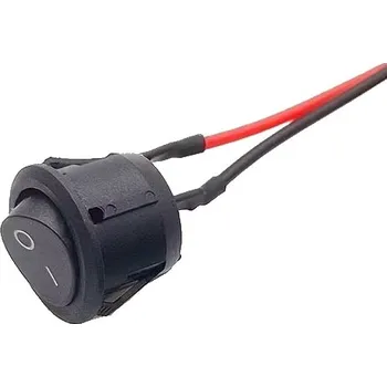 Auto elektroinstalace Vypínač kolébkový - kulatý černý s vodiči