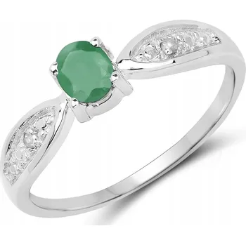 Prsten STŘÍBRNÝ PRSTÝNEK S PŘÍRODNÍM SMARAGD A DIAMANTY