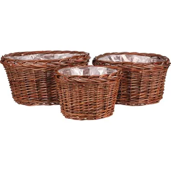 Stojan na květiny Obal na květiny - proutí, kulatý, cena za sadu 3 ks Barva: Hnědá