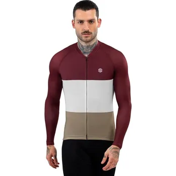 SIROKO Pánský cyklistický dres s dlouhým rukávem M2 Triplet Vínová XS KAŠTANOVÁ
