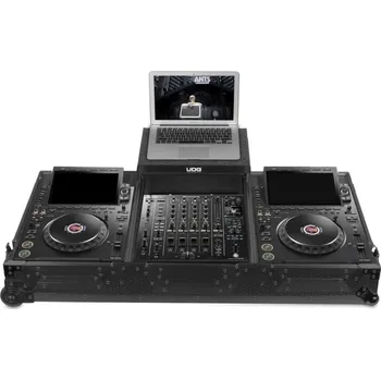 UDG Ultimate Flight Case Set AlphaTheta CDJ-3000X/Pioneer DJ DJM-A9 Blk Plus (L&amp;W) Black (Kombinovaný přepravní kufr, robustní konstrukce, černý hexagonový povrch, vnitřní polstrování, prostor na notebook)