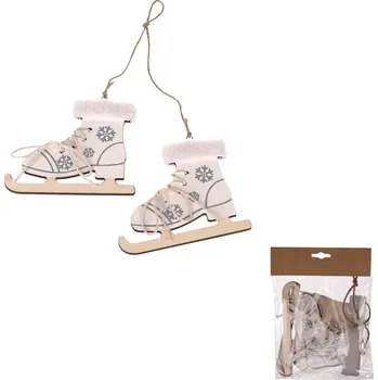 Vánoční dekorace Brusle závěsné - dřevo, barva bílá, cena za balení (2 ks) Barva: bílá