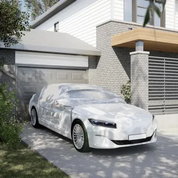 Plachta na motorové vozidlo vidaXL Poloviční autopotah s háčky stříbrný XL [4008935]