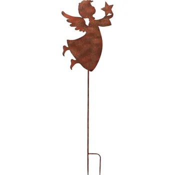 Vánoční dekorace Kovový vánoční zápich Anděl 100 cm měděno-antik s hvězdou Barva: Měděná