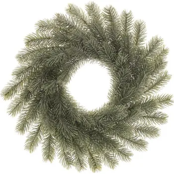 umělá květina Umělý smrkový věnec 35 cm - zelený, jemně ojíněný, dekorativní Barva: Zelená