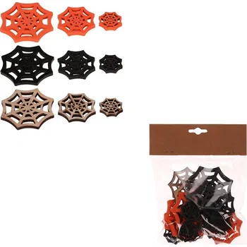 Vánoční dekorace Pavučina - dřevěná, mix 3 barev a 3 vel., cena za balení (18 ks) Barva: Vícebarevná