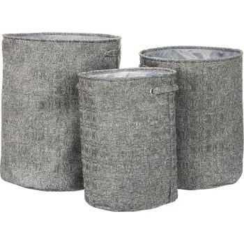 Koš na prádlo - polyester, šedý, sada 3 ks Barva: šedá