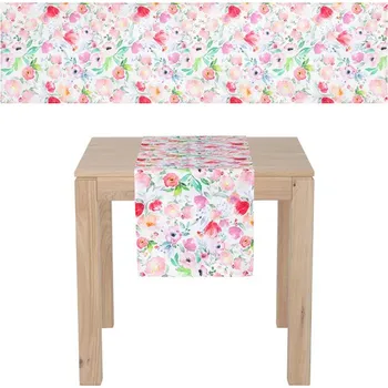 Koberec Autronic Běhoun - vzor s pivoňkami, 100 % polyester, 40 x 150 cm, sada 2 ks