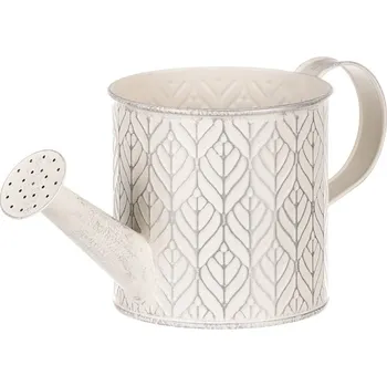 Kovový dekorační obal - béžová konvička se stříbrným vzorem Barva: Krémová