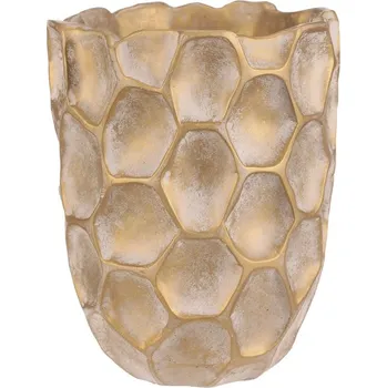 Váza Betonová váza L, béžovo-zlatá, vzor buněk - stabilní dekorace Barva: Béžová