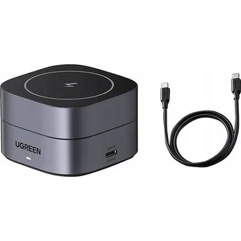 UGREEN rychlá bezdrátová indukční nabíječka QI 2v1 20W, USB-C kabel 1m
