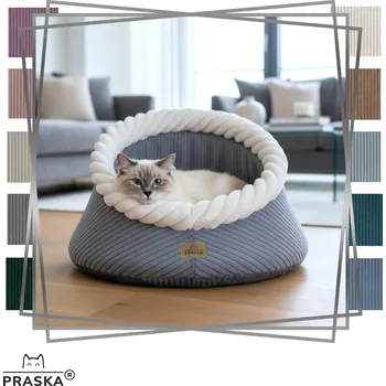 Pelíšek pro psa Pelíšek PRASKA - Eco Cats Collection šedé kulatý 50 cm x 50 cm x 38 cm