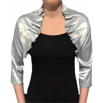 Bolerko Saténové bolerko stříbrné s 3/4 rukávem - JADWIGA 36