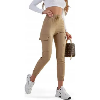 Dámské kalhoty HNĚDÉ DÁMSKÉ LÁTKOVÉ KALHOTY D95580 2XL/3XL