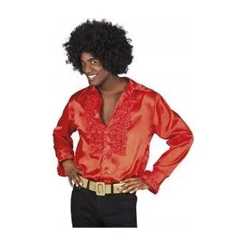 Karnevalový kostým Kostým Disco košile ČERVENÁ s volánky 02114 XXL