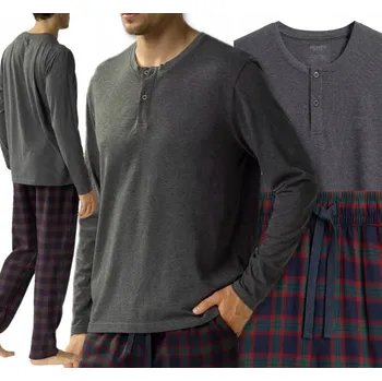 Pánské pyžamo Pánské pyžamo s dlouhým rukávem a kalhotami Atlantic, kostkované, velikost M