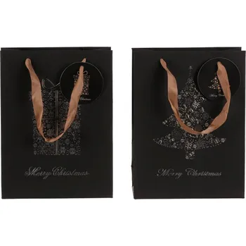 Dárková taška Elegantní černá dárková papírová taška se zlatým vzorem, vel. S Barva: černá