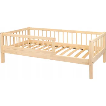 Postel Dětská dřevěná postel s nízkými zábranami, jednolůžko 160x90cm borovice MIA