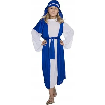 Karnevalový kostým Kostým Marie pro dívku, velikost 110-120 cm, na Vánoční hru (Jasełka) - tunika, pásek, šátek