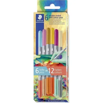 Oboustranné fixy Staedtler Multiverse Fixy 6 Ks 12 barev