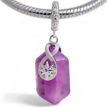 Přívěsek Korálek "Magický Ametyst" ze stříbra 925, bílé zlato, přívěsek
