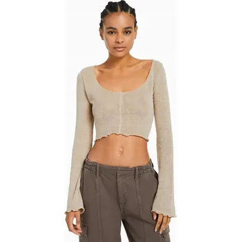 Dámské spodní prádlo BERSHKA BÉŽOVÝ PLETENÝ TOP (XS)