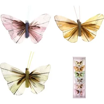 umělá květina Motýl s klipem, 6ks v krabičce, mix barev, cena za 1 krabičku Barva: Růžová