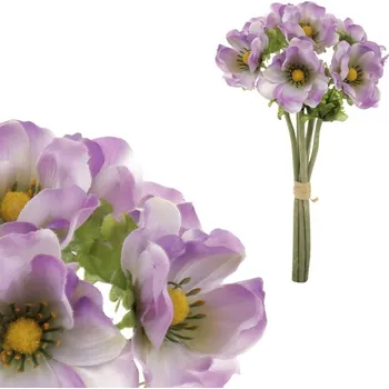 umělá květina Sasanka - umělá kytice, 6 květů, barva světle fialová Barva: Fialová