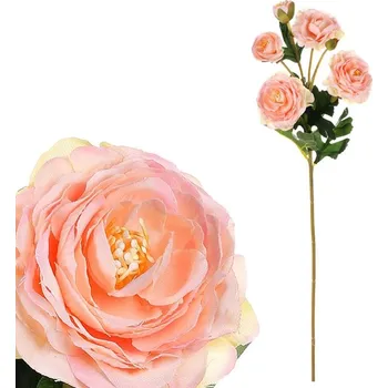 umělá květina Lososový ranunculus - umělý květ s poupata, realistický design Barva: Oranžová