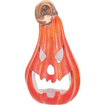 Oranžová keramická dýně hruška s obličejem na svíčku - podzimní dekorace Barva: Oranžová