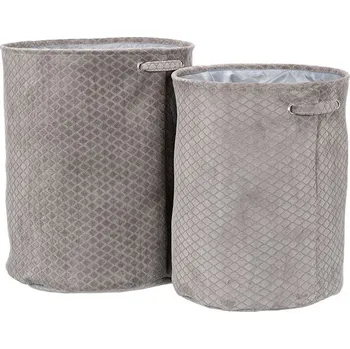 Koš prádelní - látkový, polyester, šedý, cena za sadu 2 ks Barva: šedá