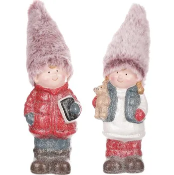 Vánoční dekorace Děti s čepicí - keramické figurky, mix 2, cena za 1 ks Barva: Vícebarevná