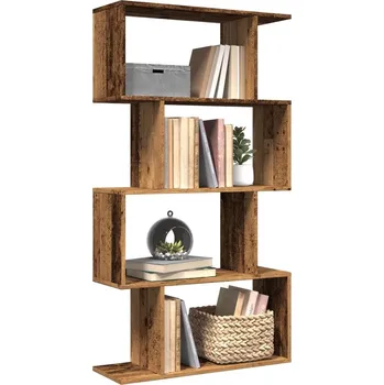 Nábytek vidaXL Knihovna/dělící stěna 4patrová 70x24x129 cm kompozit [858103] Barva: Staré dřevo