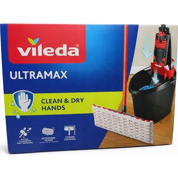 mop Vileda Ultramax box komplet - kbelík se ždímačem + plochý mop šedá