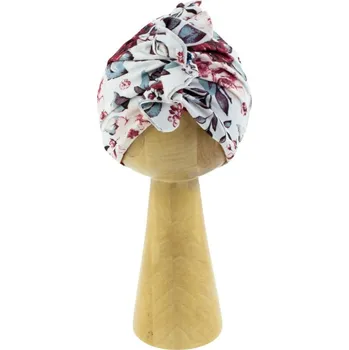 Čepice Dětská kojenecká čepice turban s květinami bílá Nicol, vel. 116/122