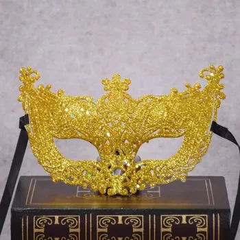 Karnevalová maska Maska na oči (benátská) KARNEVALOVÁ MASKA Benátská Krajková látka zlatá