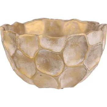 Obal na květináč Betonový obal na květiny Plástev - kulatá miska, vel. M, béžovo-zlatý, béžová