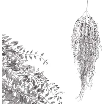 umělá květina Stříbrný matný umělý převis Sleziník - vánoční dekorace 50 cm Barva: Stříbrná