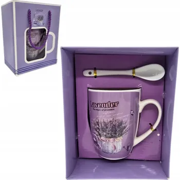 KERAMICKÝ HRNEK LEVANDULE FIALOVÝ V OZDOBNÉ DÁRKOVÉ KRABIČCE