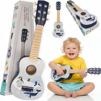 Hudební nástroj pro děti DŘEVĚNÁ KYTARA HRAČKA, HUDEBNÍ NÁSTROJ, KYTARA PRO DĚTI