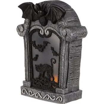 Vánoční dekorace Náhrobek z magnesia - Halloween, LED osvětlení Barva: šedá