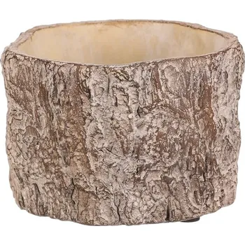 Obal na květináč Obal betonový - imitace dřevěné kůry, vel. S, hnědý Barva: Hnědá