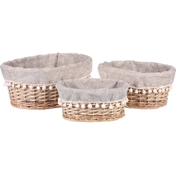 Koš proutěný - regálový, oválný, cena za sadu 3 ks Barva: Přírodní