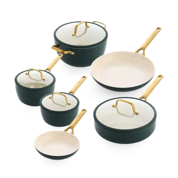 Hrnec GreenPan Sada nádobí s nepřilnavým keramickým povrchem, Padova Reserve, 10 ks, tmavě zelená CC008816-001