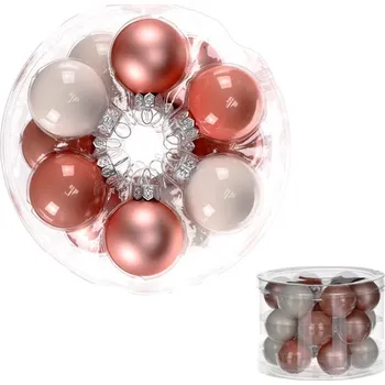 Vánoční dekorace Ozdoby skleněné - pr. 4 cm, meruňkové a bílé, cena za balení (18 ks) Barva: Oranžová