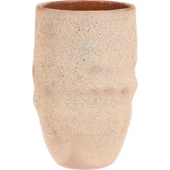 Váza Keramická váza 36 cm - béžovo-hnědá, hrubý povrch, rustikální styl Barva: Béžová