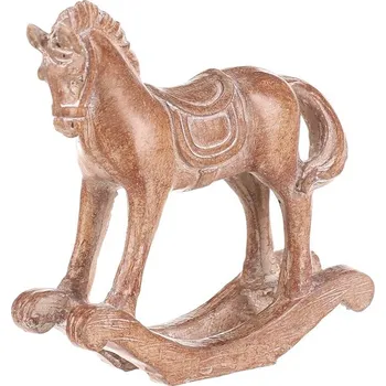 Koník houpací - 10 cm, polyresin, imitace dřeva Barva: Přírodní