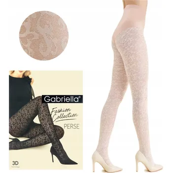 Dámské punčochy Punčocháče Gabriella vzorované 60 DEN bílé ecru, velikost 2