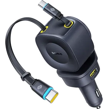 Baseus - nabíječka do auta PrimeTrip VR2 Max (C0206500) - rychlonabíjení, se zatahovacím kabelem, USB, 3x USB-C, 163W - Cosmic Black